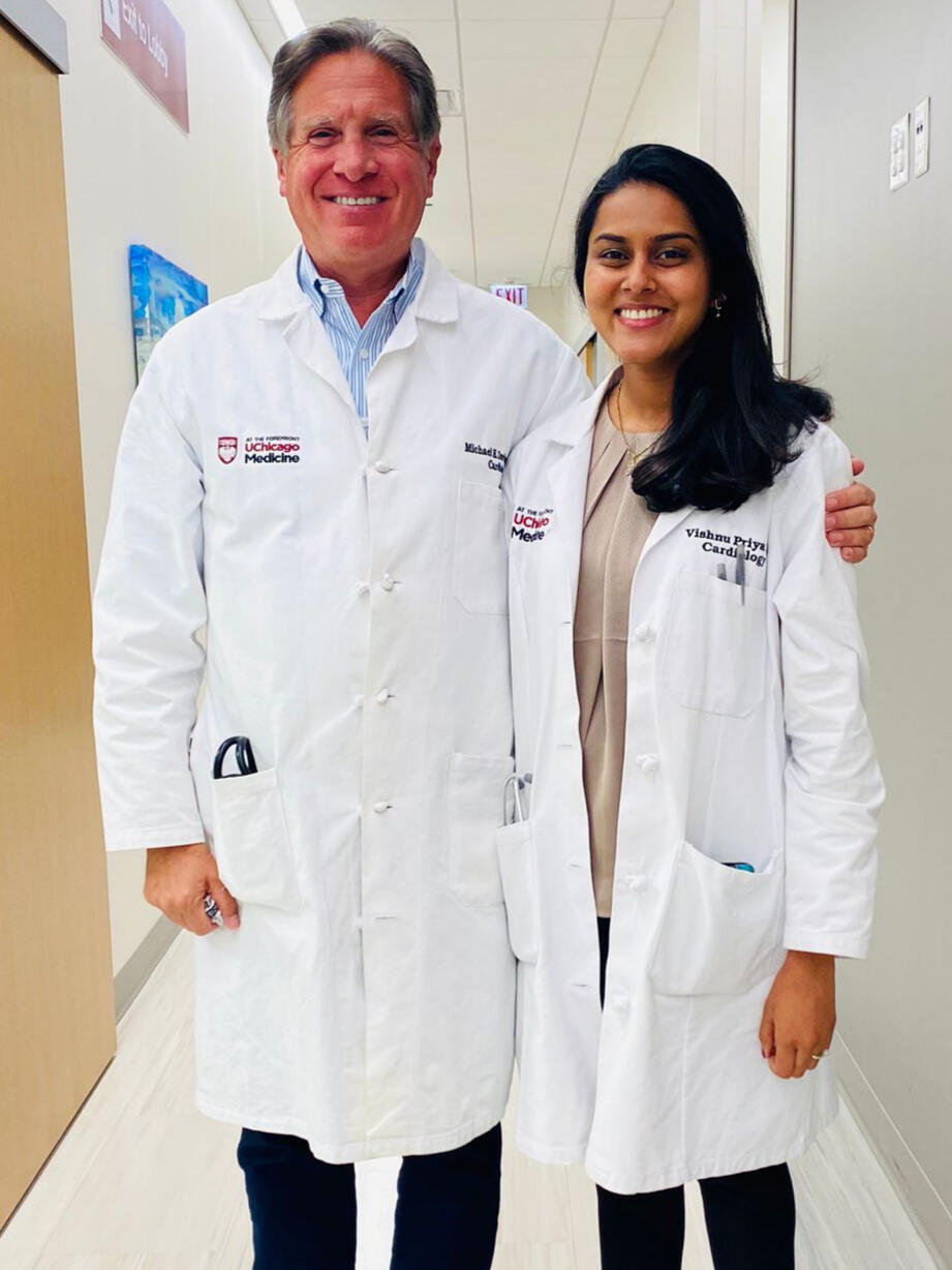 Completed Preventive Cardiology fellowship at the University of Chicago (pictured with mentor Dr. M. Davidson)